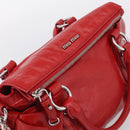 Miu Miu Vittero Hand Bag Leather 2way Red Silver Auth 214519SAM-6