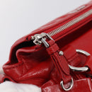Miu Miu Vittero Hand Bag Leather 2way Red Silver Auth 214519SAM-7