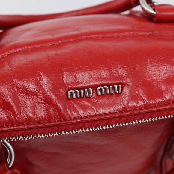Miu Miu Vittero Hand Bag Leather 2way Red Silver Auth 214519SAM
