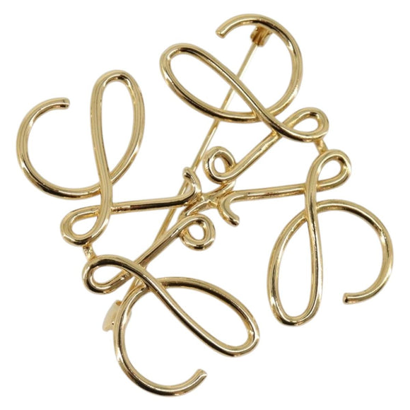 LOEWE Anagram Brooch Metal Gold Auth 214520M