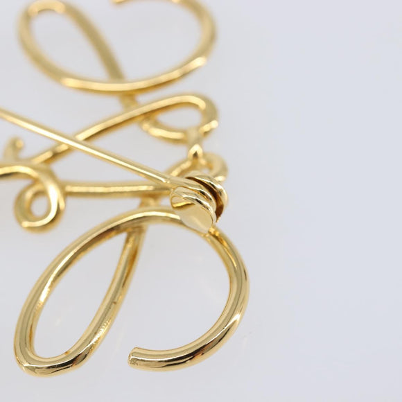 LOEWE Anagram Brooch Metal Gold Auth 214520M