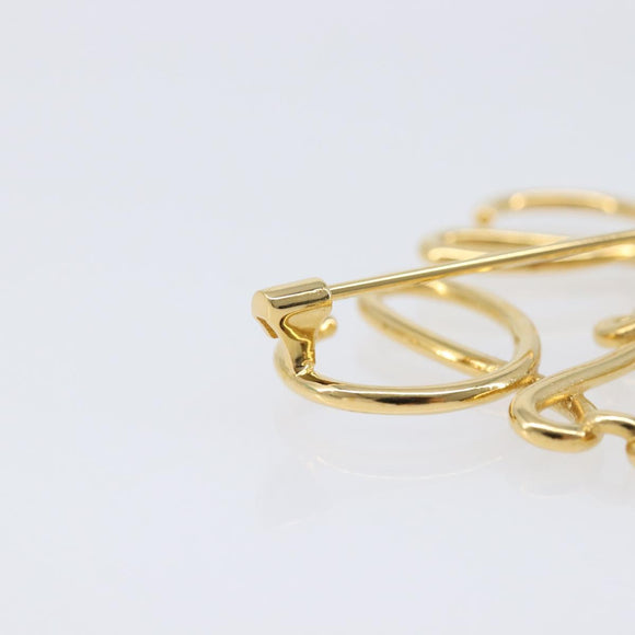 LOEWE Anagram Brooch Metal Gold Auth 214520M
