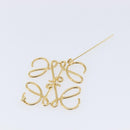 LOEWE Anagram Brooch Metal Gold Auth 214520M-14