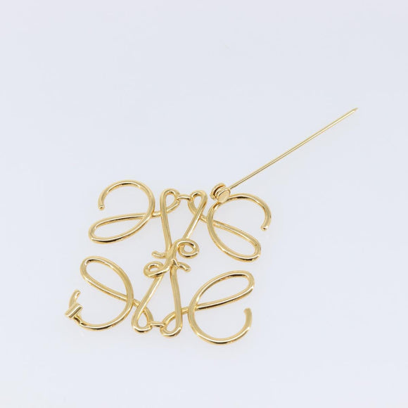 LOEWE Anagram Brooch Metal Gold Auth 214520M