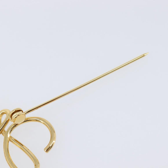 LOEWE Anagram Brooch Metal Gold Auth 214520M