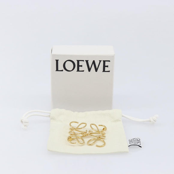 LOEWE Anagram Brooch Metal Gold Auth 214520M