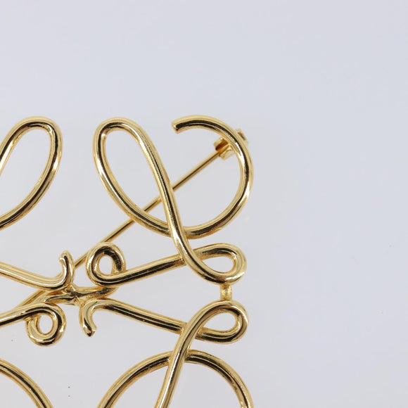 LOEWE Anagram Brooch Metal Gold Auth 214520M