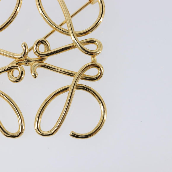 LOEWE Anagram Brooch Metal Gold Auth 214520M