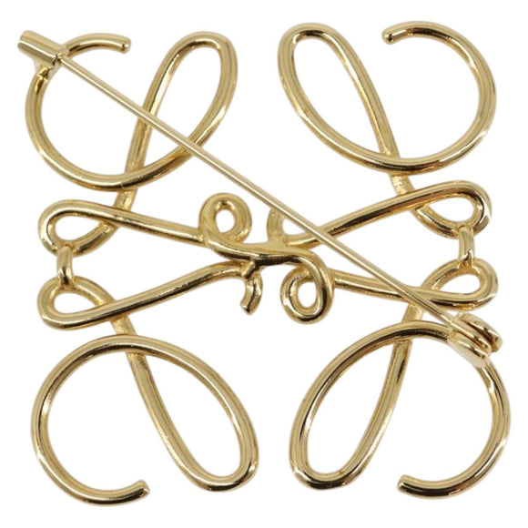 LOEWE Anagram Brooch Metal Gold Auth 214520M