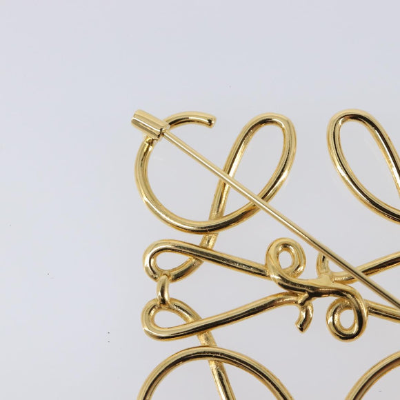 LOEWE Anagram Brooch Metal Gold Auth 214520M