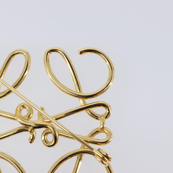 LOEWE Anagram Brooch Metal Gold Auth 214520M
