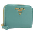 PRADA Coin Purse Saffiano leather Gold Emerald Green Auth 214528V-1