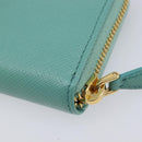 PRADA Coin Purse Saffiano leather Gold Emerald Green Auth 214528V-10