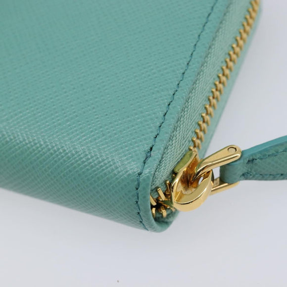 PRADA Coin Purse Saffiano leather Gold Emerald Green Auth 214528V