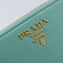 PRADA Coin Purse Saffiano leather Gold Emerald Green Auth 214528V-12