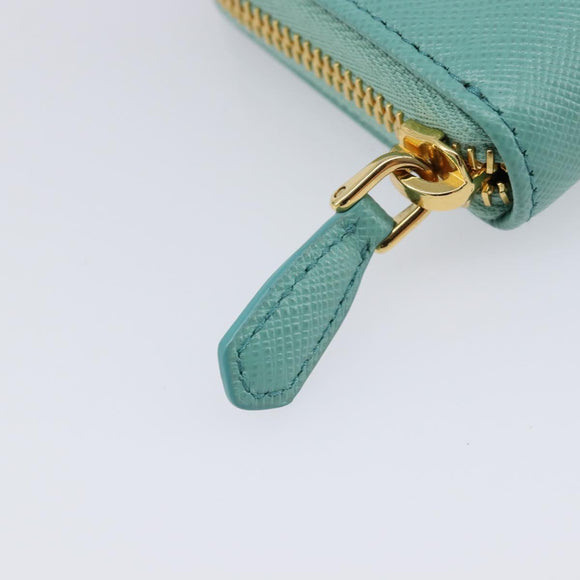 PRADA Coin Purse Saffiano leather Gold Emerald Green Auth 214528V