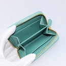 PRADA Coin Purse Saffiano leather Gold Emerald Green Auth 214528V-14