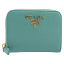 PRADA Coin Purse Saffiano leather Gold Emerald Green Auth 214528V-2
