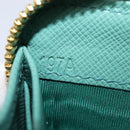 PRADA Coin Purse Saffiano leather Gold Emerald Green Auth 214528V-20