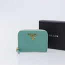 PRADA Coin Purse Saffiano leather Gold Emerald Green Auth 214528V-21