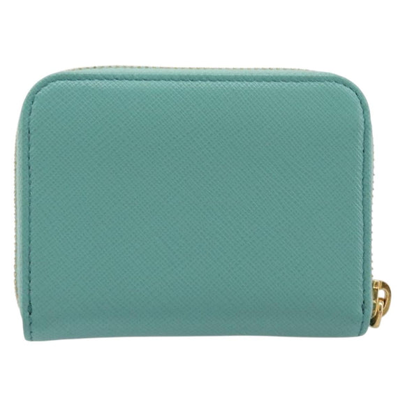PRADA Coin Purse Saffiano leather Gold Emerald Green Auth 214528V