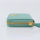 PRADA Coin Purse Saffiano leather Gold Emerald Green Auth 214528V-5