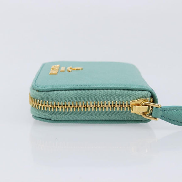 PRADA Coin Purse Saffiano leather Gold Emerald Green Auth 214528V