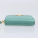 PRADA Coin Purse Saffiano leather Gold Emerald Green Auth 214528V-7