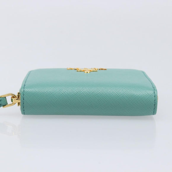 PRADA Coin Purse Saffiano leather Gold Emerald Green Auth 214528V