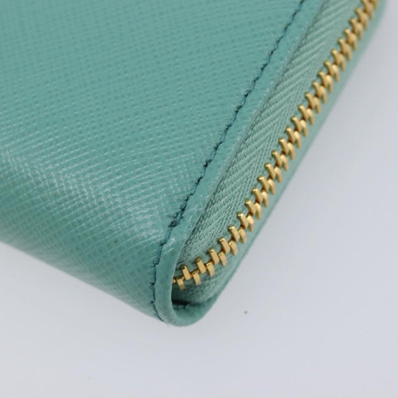 PRADA Coin Purse Saffiano leather Gold Emerald Green Auth 214528V