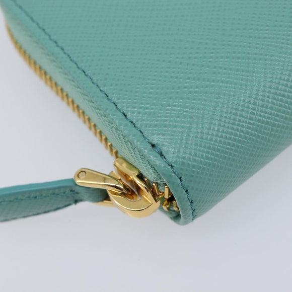 PRADA Coin Purse Saffiano leather Gold Emerald Green Auth 214528V