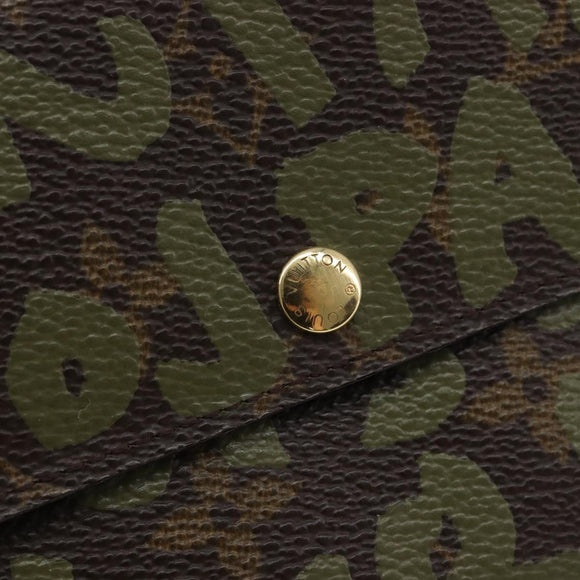 LOUIS VUITTON Monogram Graffiti Portefeiulle Sarah Khaki M92188 LV Auth 214529V
