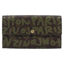 LOUIS VUITTON Monogram Graffiti Portefeiulle Sarah Khaki M92188 LV Auth 214529V-2