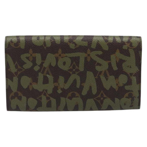 LOUIS VUITTON Monogram Graffiti Portefeiulle Sarah Khaki M92188 LV Auth 214529V