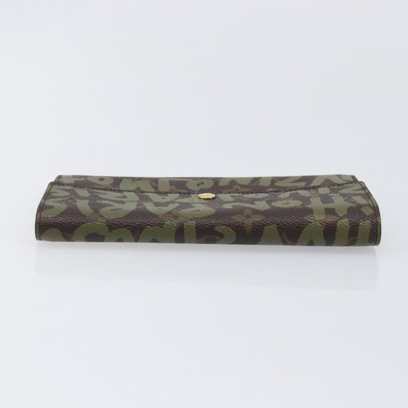 LOUIS VUITTON Monogram Graffiti Portefeiulle Sarah Khaki M92188 LV Auth 214529V