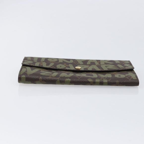 LOUIS VUITTON Monogram Graffiti Portefeiulle Sarah Khaki M92188 LV Auth 214529V