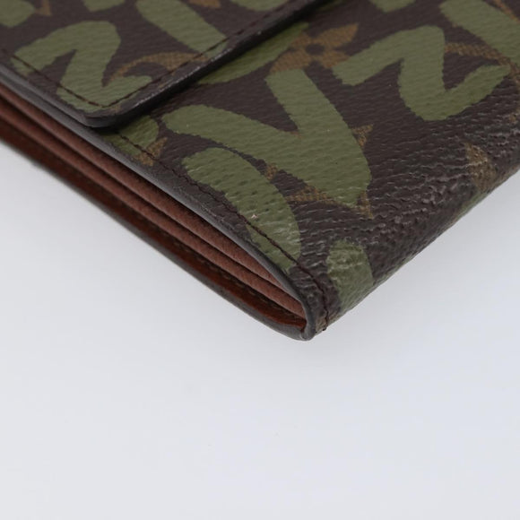 LOUIS VUITTON Monogram Graffiti Portefeiulle Sarah Khaki M92188 LV Auth 214529V