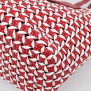 Miu Miu Tote Bag Leather Red Silver Auth 214653V-12