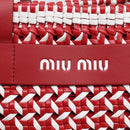 Miu Miu Tote Bag Leather Red Silver Auth 214653V-14