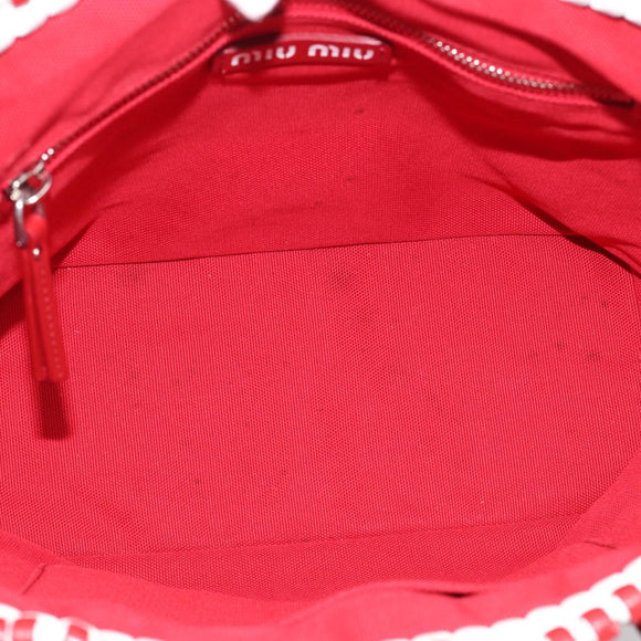 Miu Miu Tote Bag Leather Red Silver Auth 214653V