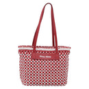 Miu Miu Tote Bag Leather Red Silver Auth 214653V-2