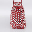 Miu Miu Tote Bag Leather Red Silver Auth 214653V-4