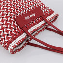 Miu Miu Tote Bag Leather Red Silver Auth 214653V-6