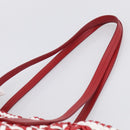 Miu Miu Tote Bag Leather Red Silver Auth 214653V-8