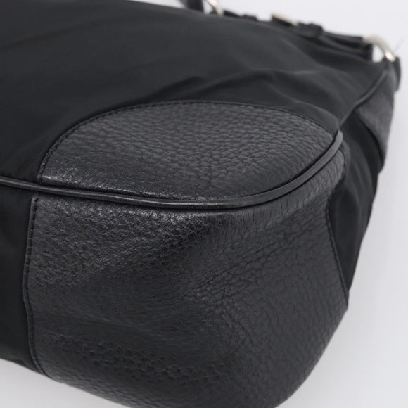 PRADA Shoulder Bag Nylon Black Silver Auth 214656V