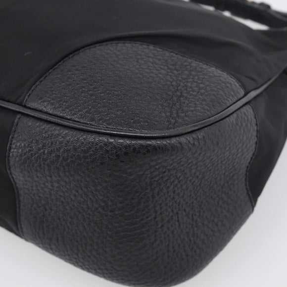 PRADA Shoulder Bag Nylon Black Silver Auth 214656V