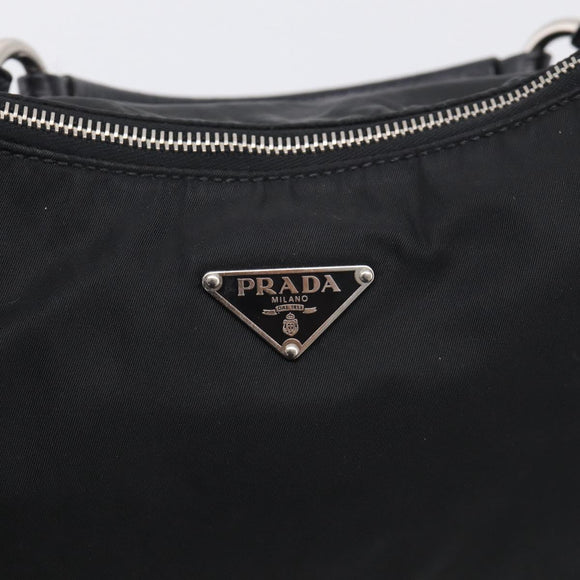 PRADA Shoulder Bag Nylon Black Silver Auth 214656V