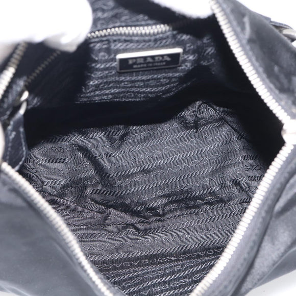PRADA Shoulder Bag Nylon Black Silver Auth 214656V