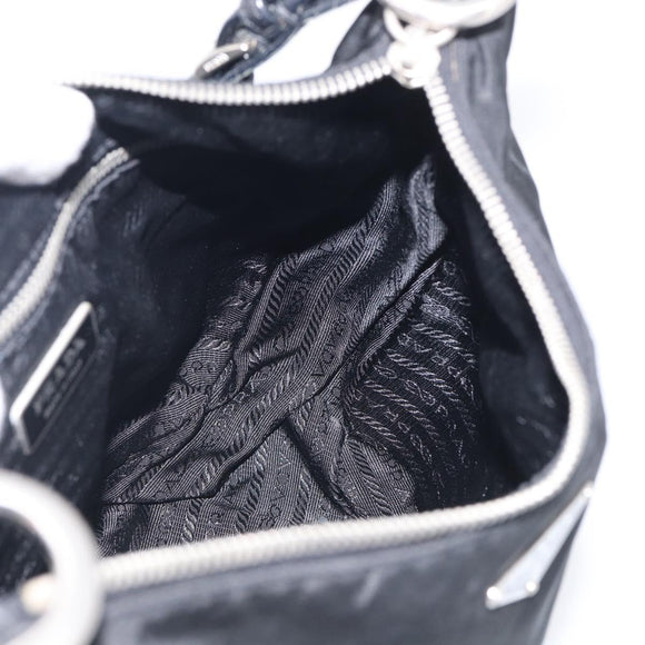 PRADA Shoulder Bag Nylon Black Silver Auth 214656V