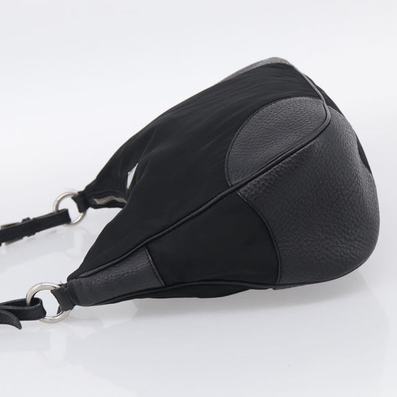 PRADA Shoulder Bag Nylon Black Silver Auth 214656V